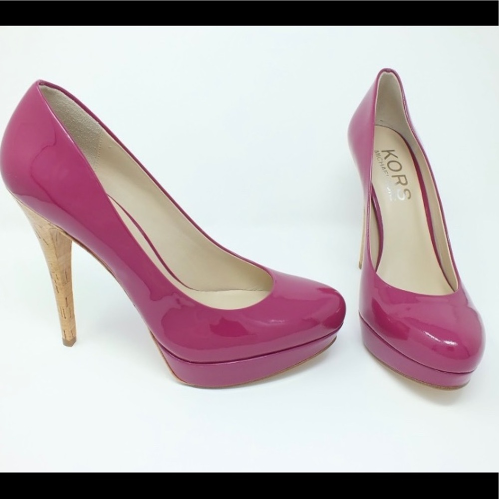 NEW Michael Kors Cyprien Patent Platform Pumps 10